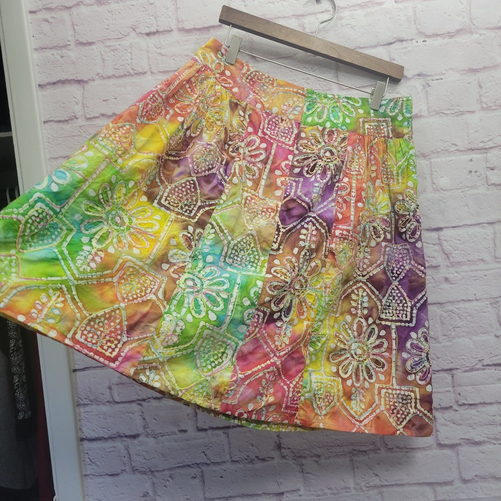 Colorful Batik Kantha Embroidered Mini Size L Boho Hippie Artsy Festival Gorp - Picture 2 of 8
